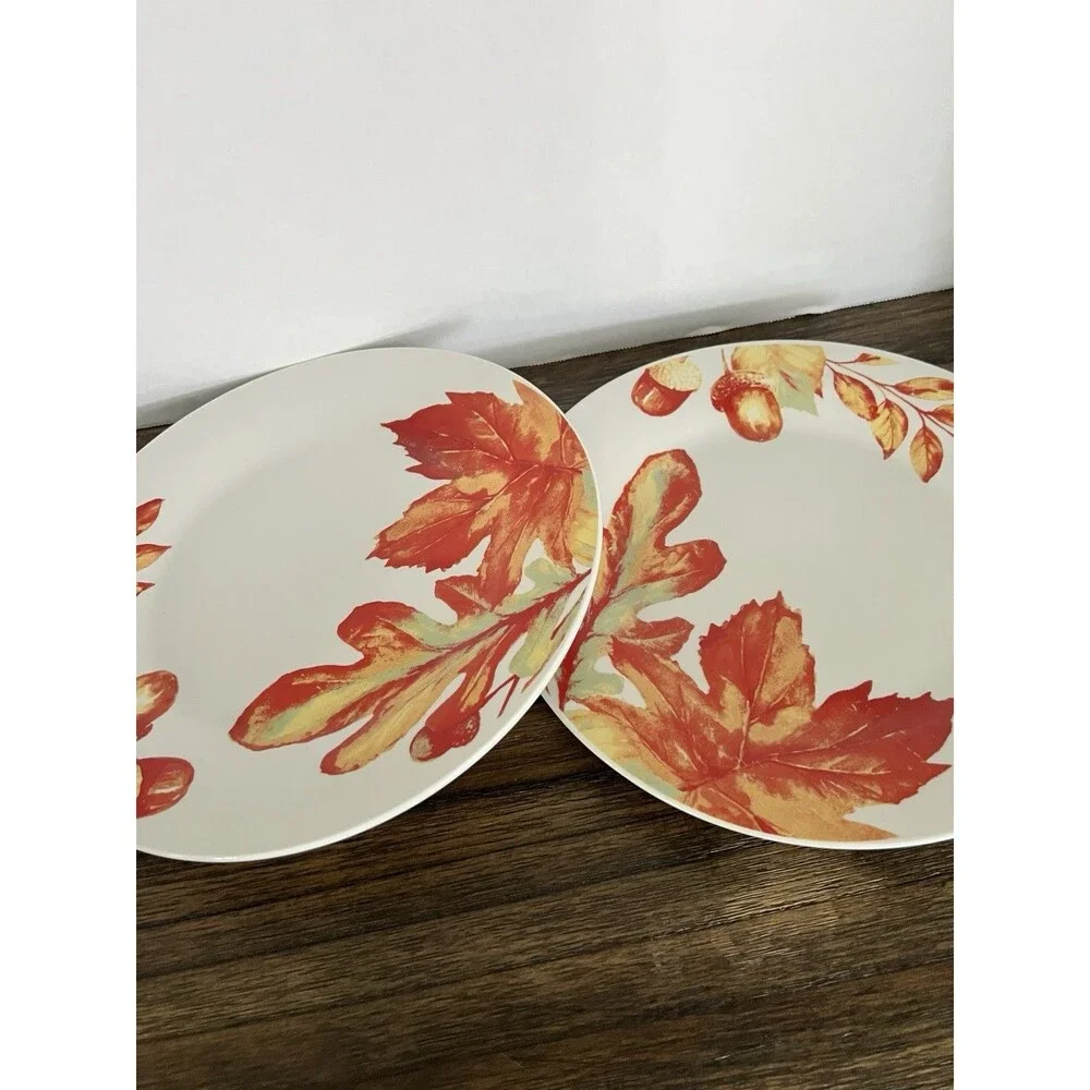 2 Fall Leaf Dinner Plates Royal Norfolk leaves thanksgiving  10